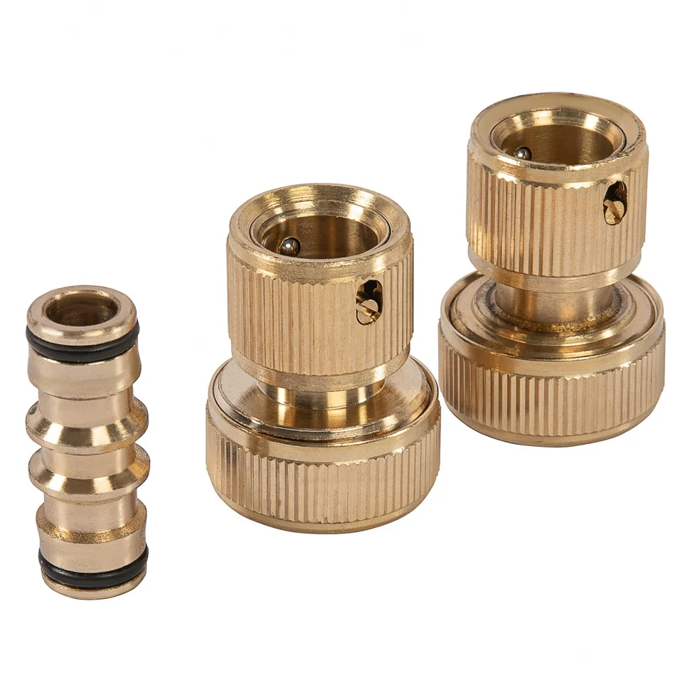 Palisad Набор для соединения шлангов 3/4, переходник, 2 соединителя, аквастоп, латунный 66211