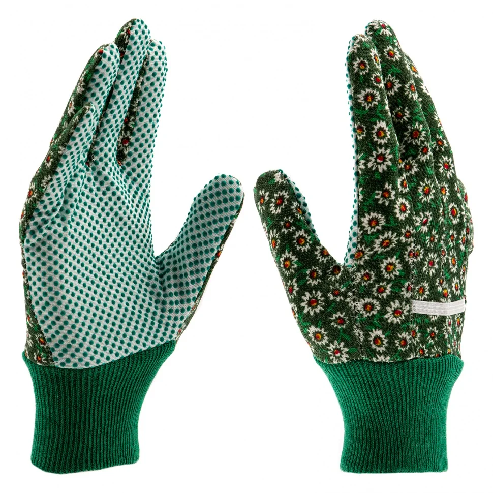 Palisad Перчатки садовые х/б ткань с ПВХ точкой, манжет, M 67762