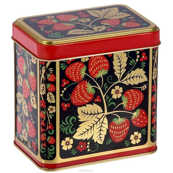 DELTA Банка жестяная 0.6 л. Хохлома Клубника П67*98h98v060 00710