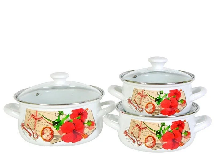 КМК Набор кастрюль (6пр.) Винтаж Экстра белый