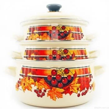 КМК Набор кастрюль (6пр.) Осенний букет 1 слоновая кость