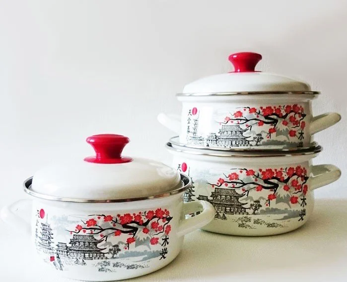 КМК Набор кастрюль (6пр.) Ветка сакуры 1 белый