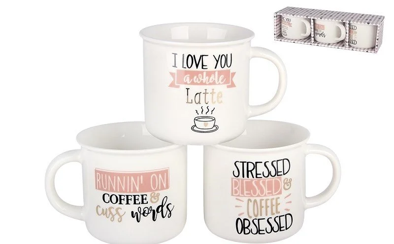 КОРАЛЛ Набор кружек 3 пр. Кофейная история KRJYD536-5276-2/3/4