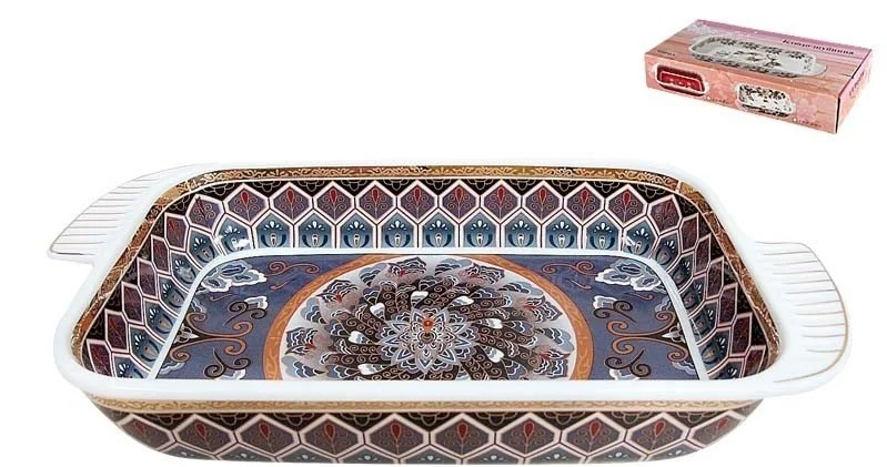 КОРАЛЛ Блюдо - шубница 900 мл. Узор на сером Y-11JP-JF1014