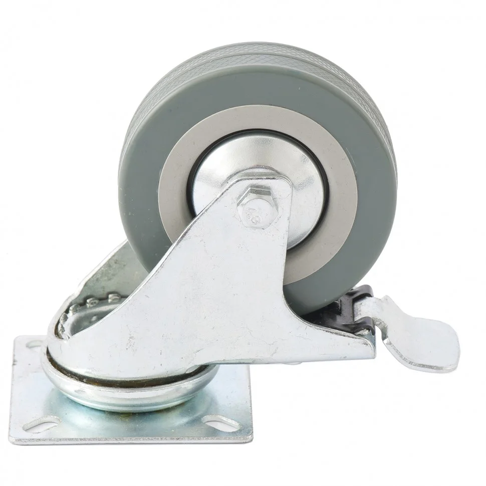 Сибртех Колесо поворотное с тормозом D 50 мм, крепление платформенное 68719