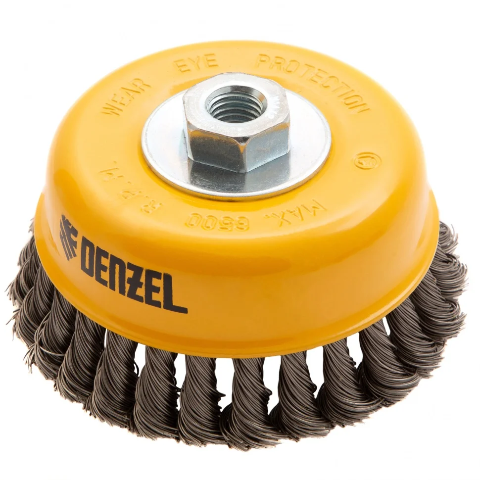Denzel Щетка для УШМ, 125 мм, "Чашка", крученая нержавеющая проволока 0.5 мм, М14 746273