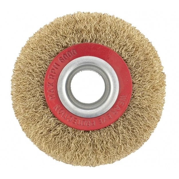 Matrix Щетка для точила, 100 мм, посадка 20 мм, плоская, латунир. витая проволока 74658