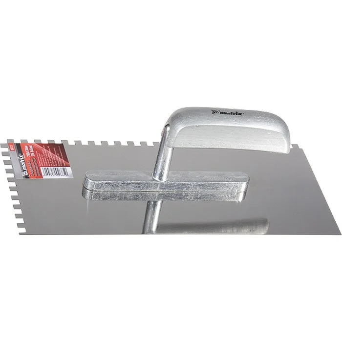 Matrix Гладилка из нержавеющей стали, 280 х 130 мм, деревянная ручка, зуб 6 х 6 мм 86737