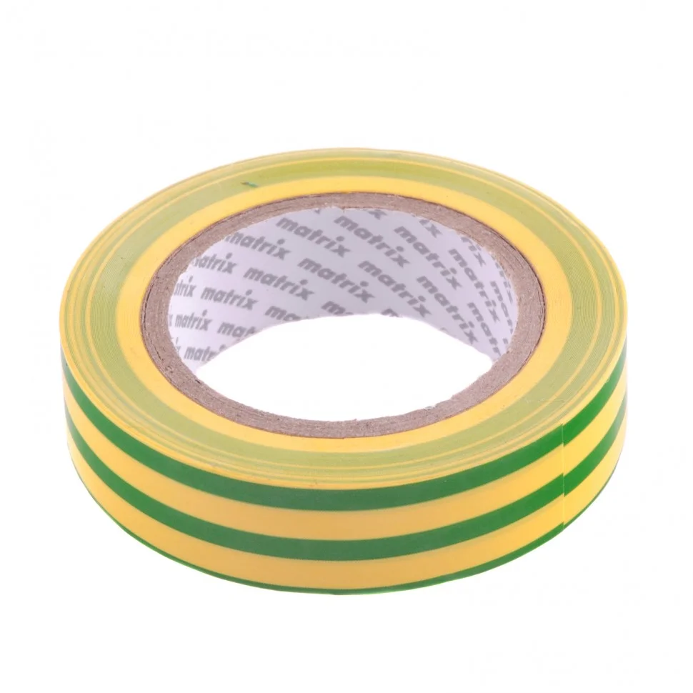 Matrix Изолента ПВХ, 15 мм х 10 м, желто-зеленая, 150 мкм 88776