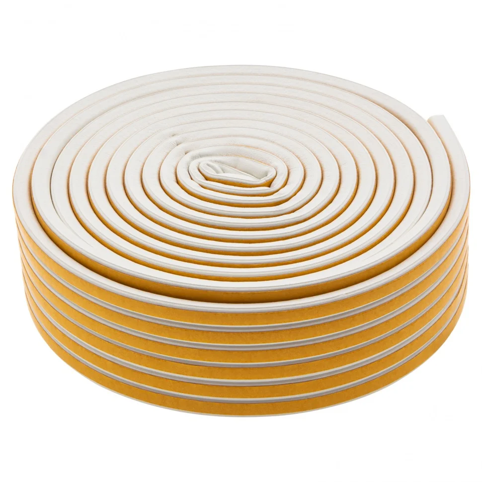 Сибртех Уплотнитель резиновый, 24 м, профиль "D", белый 88903