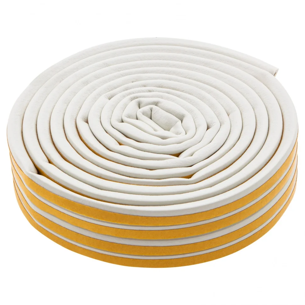 Сибртех Уплотнитель резиновый, 12 м, профиль "D", белый 88909