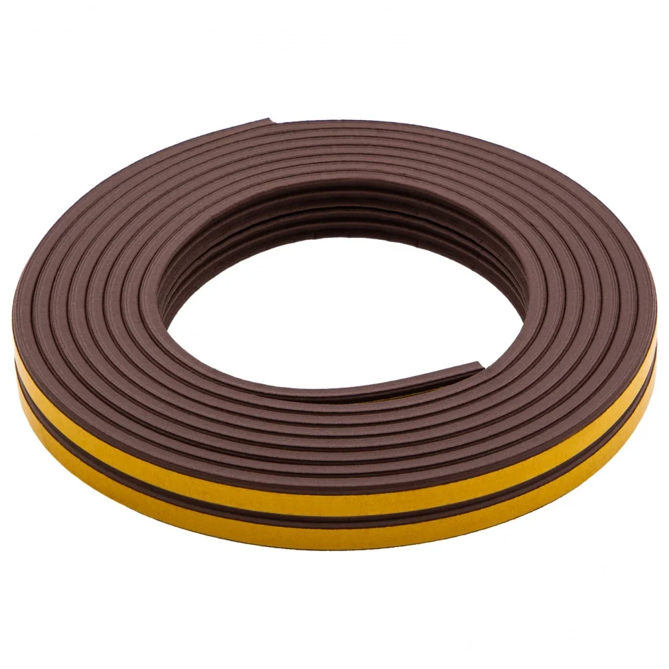 Сибртех Уплотнитель резиновый, 6 м, профиль "E", коричневый 88914