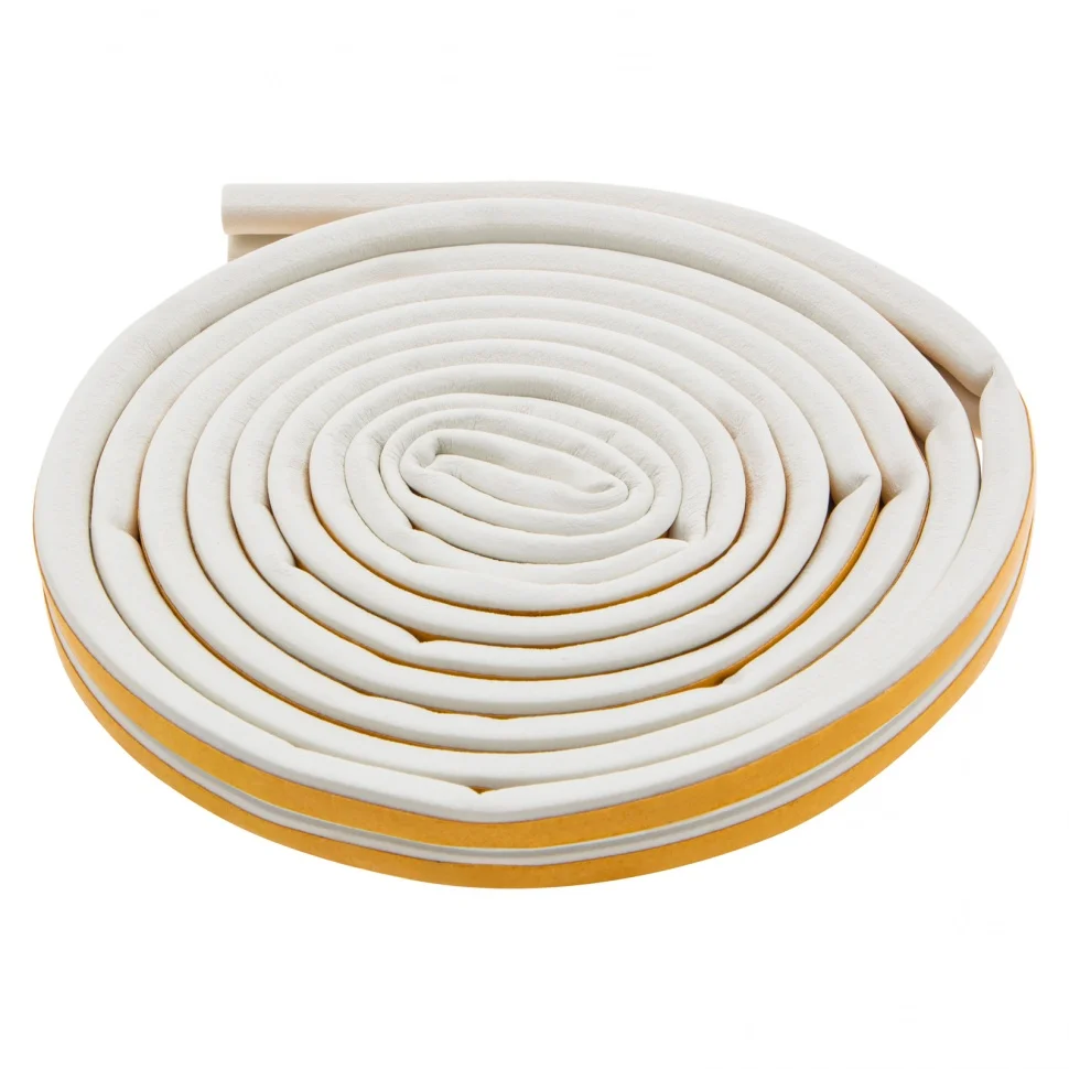 Сибртех Уплотнитель резиновый, 6 м, профиль "D", белый 88915