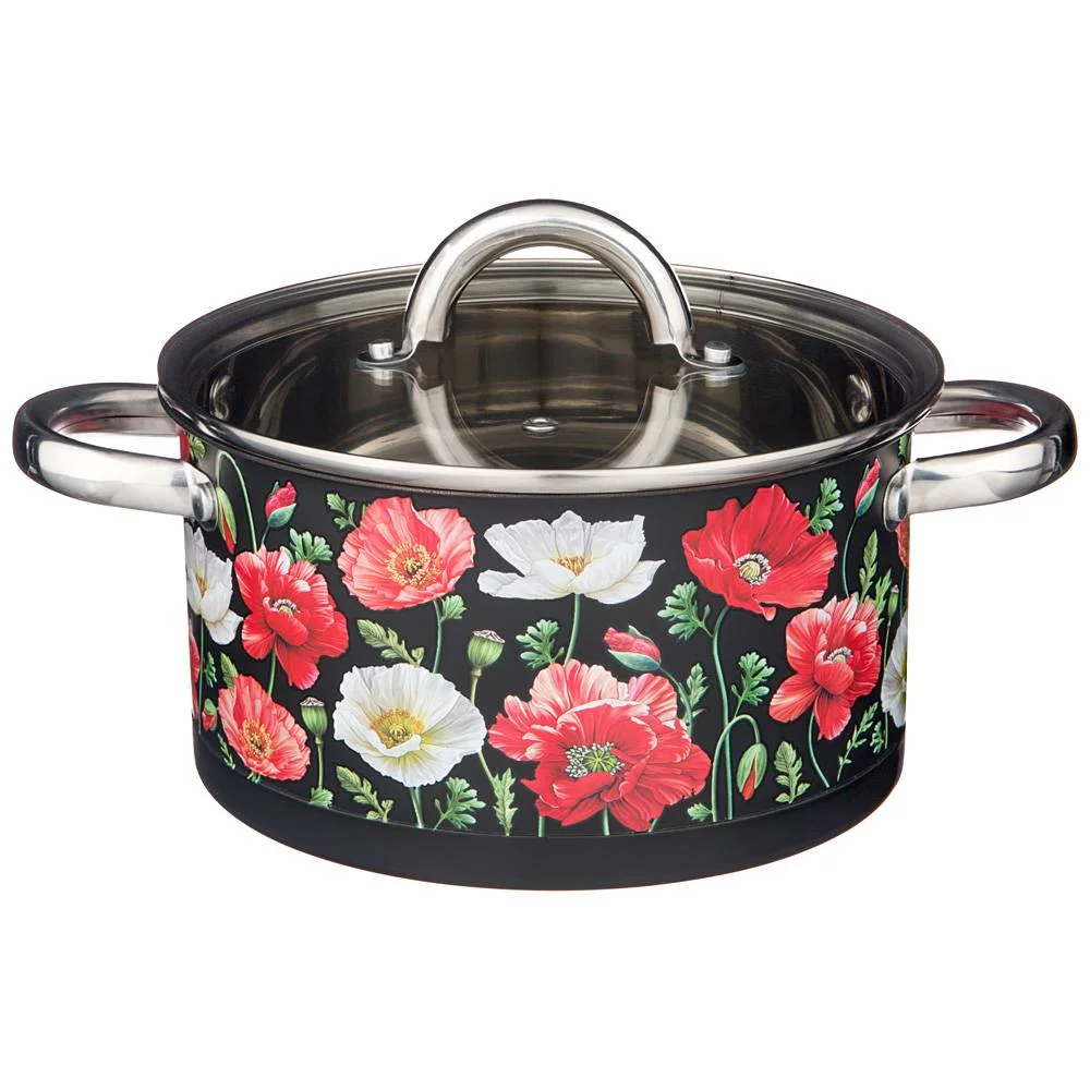 Lefard Кастрюля Agness Маки Со Стеклянной Крышкой, Нерж.сталь, 4,6л 22х12 См. 916-308