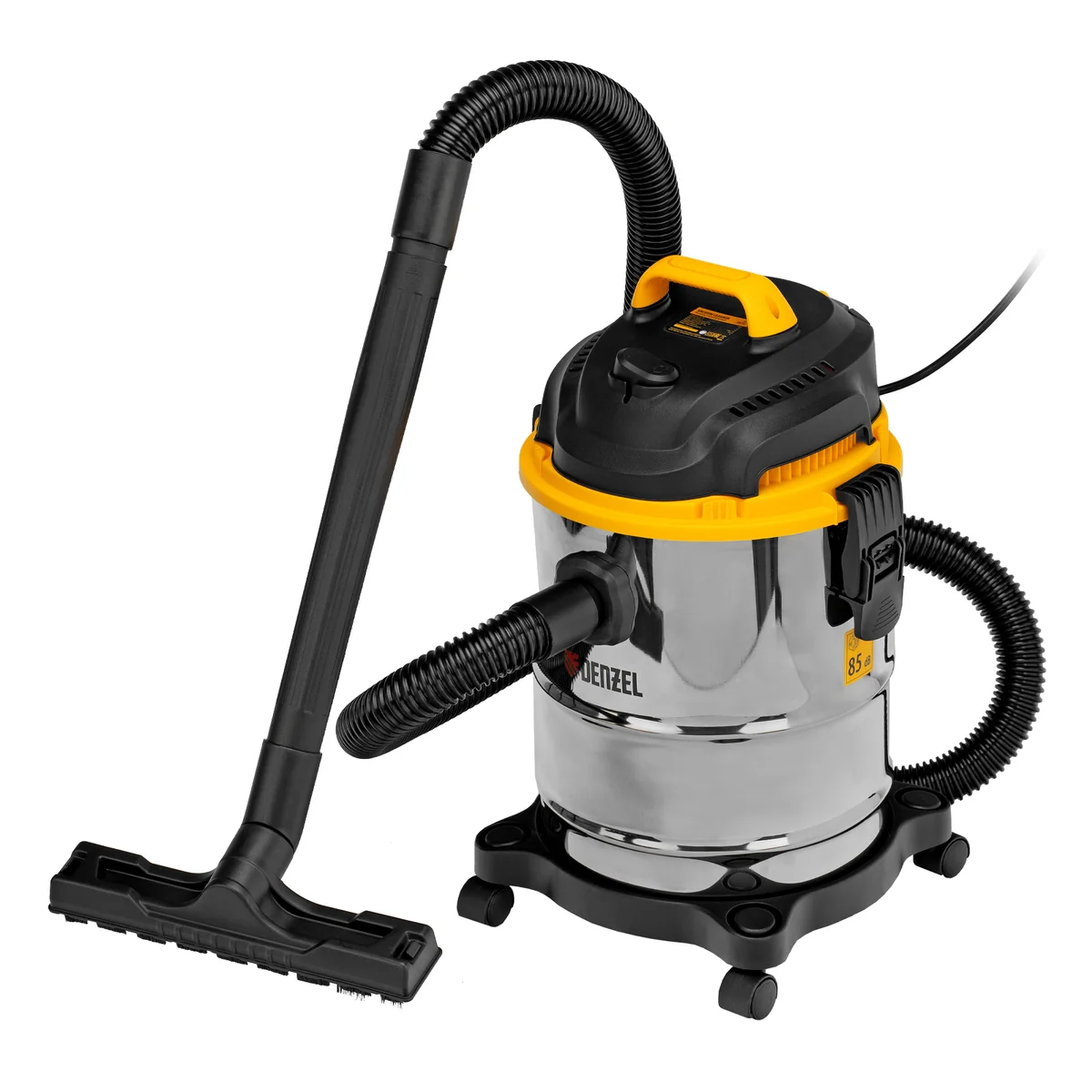 Denzel Пылесос строительный SVC15, 1200 Вт, бак 15 л, шланг 2 м 28201
