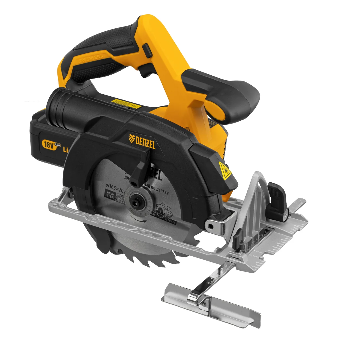 Denzel Пила циркулярная аккумуляторная бесщет. CCS-165, 18В Li-Ion 27401