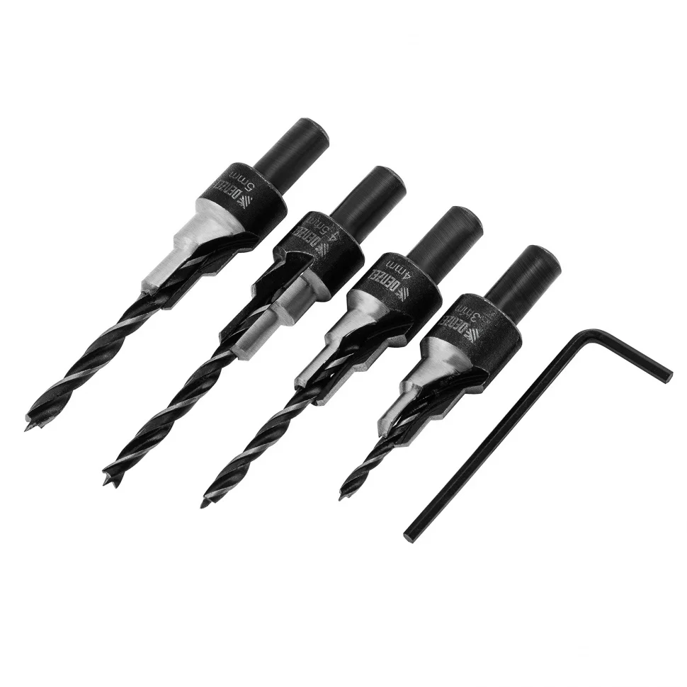 Denzel Набор сверл под конфирмат, 3-5 мм, 4 шт // 704240