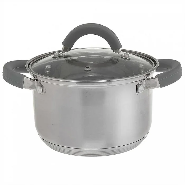 WEBBER Кастрюля 2,2 л, 16 см, из нержавеющей стали со стеклянной крышкой BE-356/2