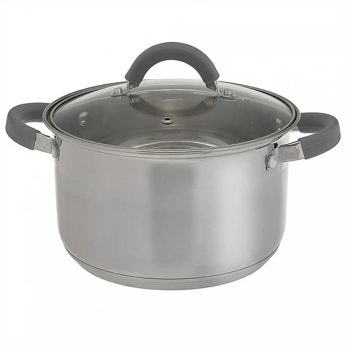 WEBBER Кастрюля 5,2 л, 22 см, из нержавеющей стали со стеклянной крышкой BE-359/2