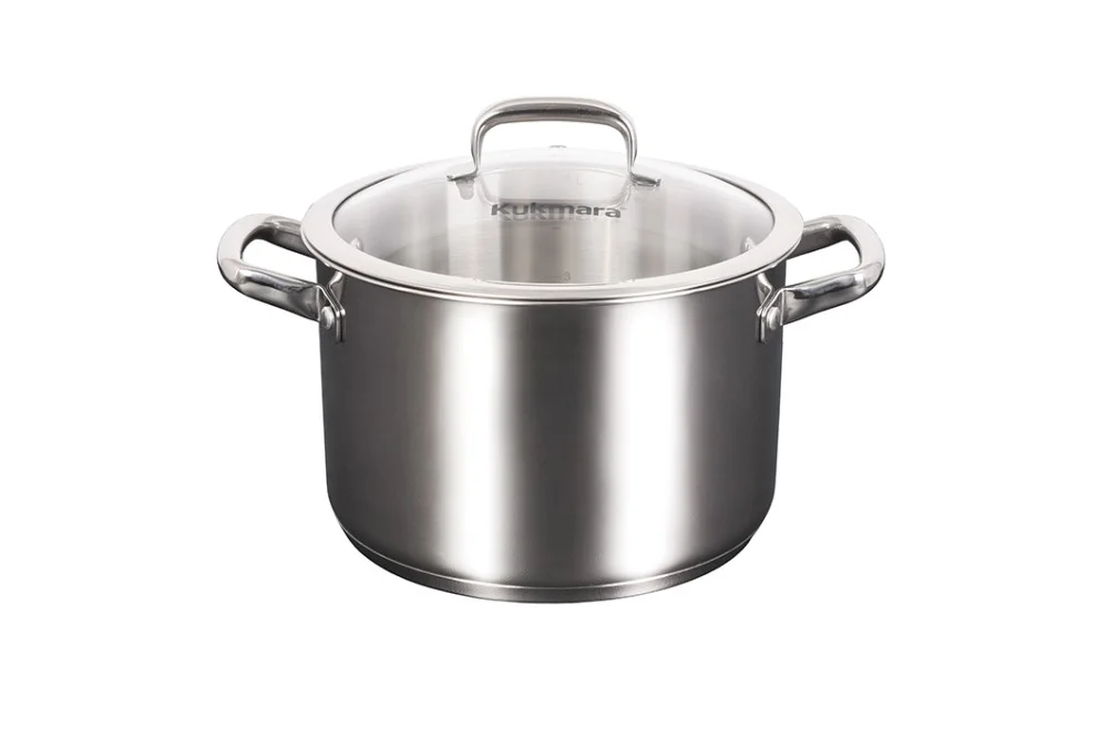 Кукмара Кастрюля из нержавеющей стали 5л со стеклянной крышкой, линия Leon LN-CA5022G