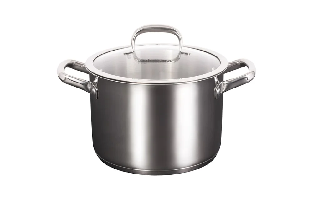 Кукмара Кастрюля из нержавеющей стали 7л со стеклянной крышкой, линия Leon LN-CA7024G