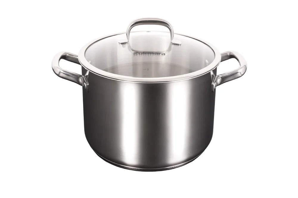 Кукмара Кастрюля из нержавеющей стали 9л со стеклянной крышкой, линия Leon LN-CA9026G