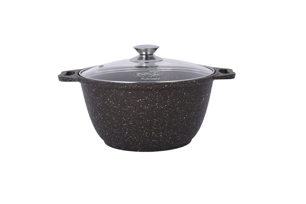 KUKMARA Кастрюля 2л с антипригарным покрытием (кофейный мрамор) со стеклянной крышкой кмк22а