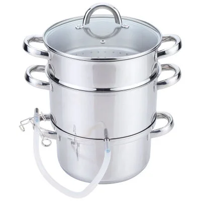 Mallony Соковарка из нерж стали MAL-JUICER-1, объем 6 л, 3 чаши, стекл крышка с пароотводом, зерк полир. 985879-SK