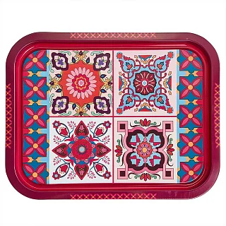 DELTA Поднос жестяной прямоугольный Времена года розовый П332*258-01957