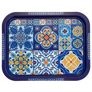 DELTA Поднос жестяной прямоугольный Времена года синий П332*258-01958