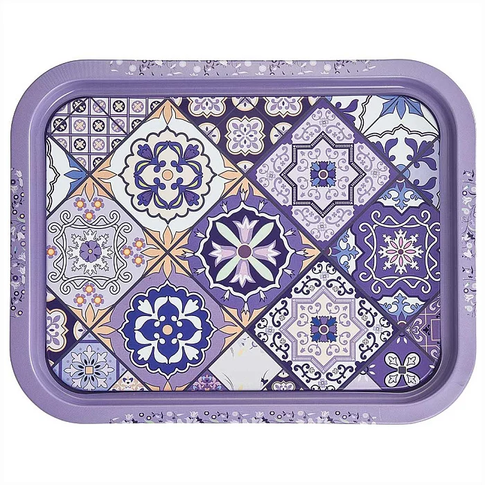 DELTA Поднос жестяной прямоугольный Времена года сиреневый П332*258-01975