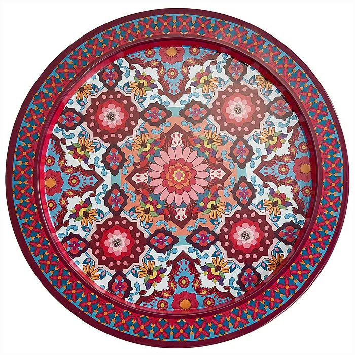 DELTA Поднос жестяной круглый 379 мм Времена года розовый Ц-379х-01955