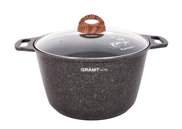 KUKMARA Кастрюля 8л со стекл. крышкой, АП линия Granit ultra (Blue) кгг82а