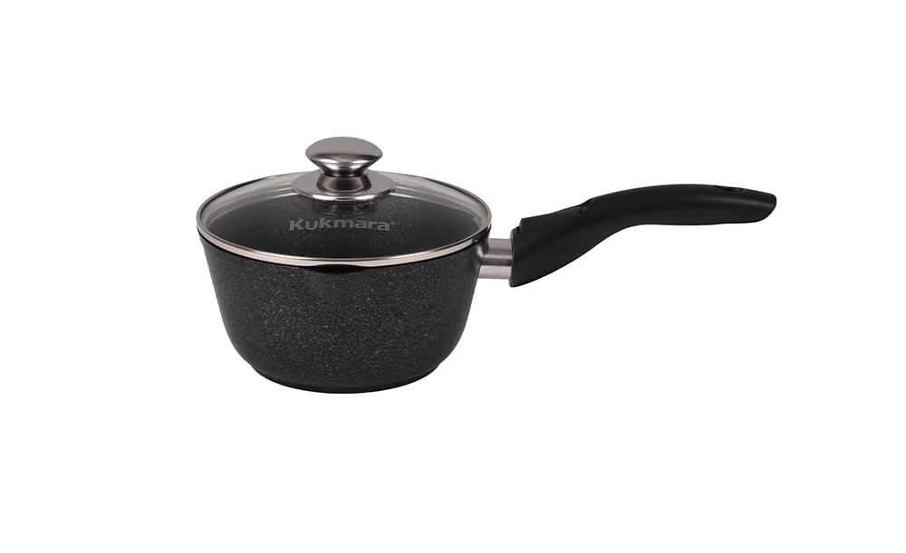 Кукмара Ковш 1,5л с носиком со съемной ручкой, со стекл. крышкой, АП (темный мрамор) кмт0156а