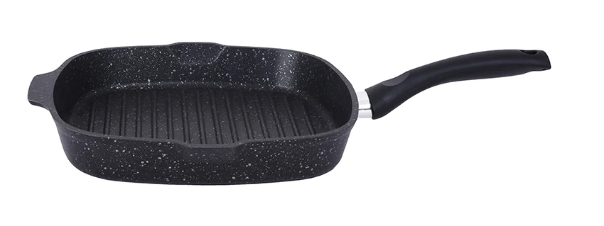 Кукмара Сковорода-гриль квадратная 26 x 26 см с антипригарным покрытием (темный мрамор) с ручкой сгкмт260а