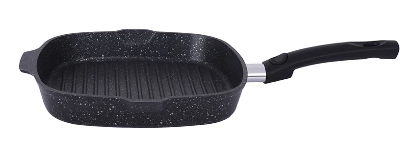 Кукмара Сковорода-гриль квадратная 28 x 28 см с антипригарным покрытием (темный мрамор), со съемной ручкой сгкмт281а