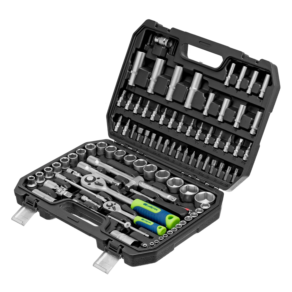 Сибртех Набор инструментов, 1/2, 1/4, пластиковый кейс, 94 предмета 13388