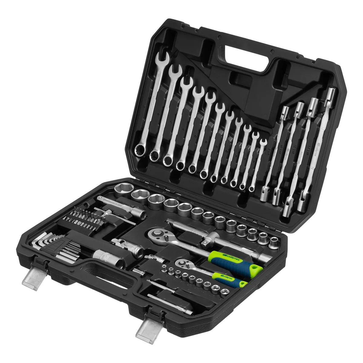 Сибртех Набор инструментов, 1/2, 1/4, пластиковый кейс 89 предметов 13396