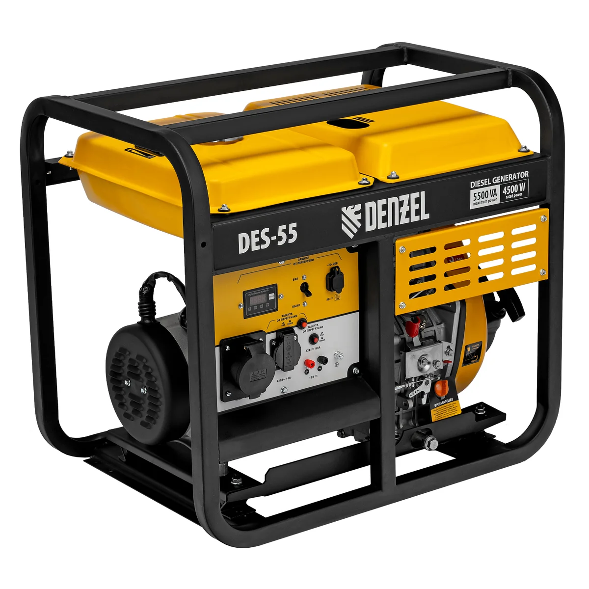 Denzel Генератор дизельный DES-55, 5,5 кВт, 230 В, 11 л, ручной стартер 94413
