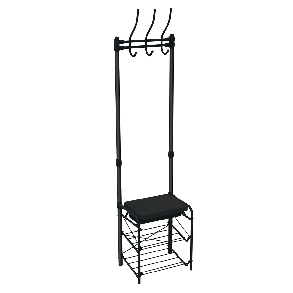 НИКА Вешалка напольная в прихожую ВПШ3/Ч-К ЧЕРНЫЙ/МАТОВЫЙ ЧЕРНЫЙ