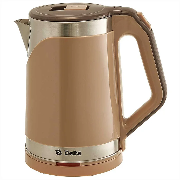 DELTA Чайник электрический 1500 Вт, 2 л DL-1109, двойной корпус, бежевый