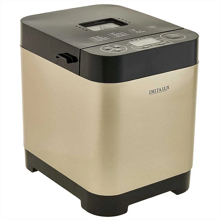 DELTA Хлебопечь электрическая 500 Вт, 500/750 г, 13 программ LUX DL-8008В золотистая с черным