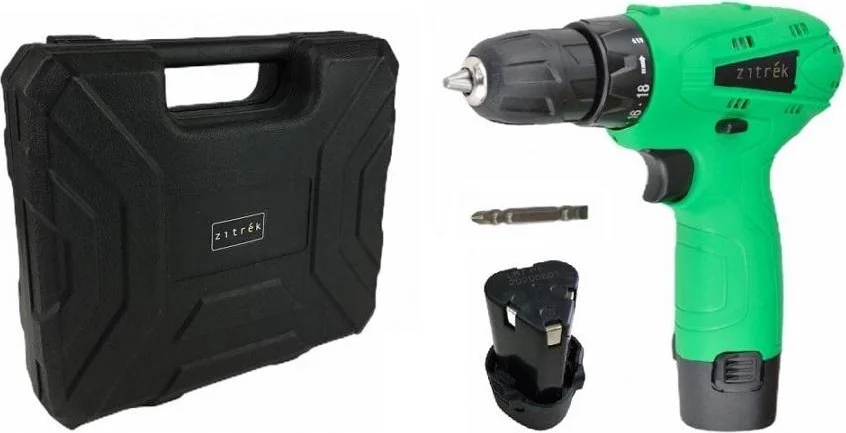 Zitrek Дрель аккумуляторная Green 12-Li (12В, Li-ion аккумулятор 2шт, ЗУ, бита, кейс) 063-4072