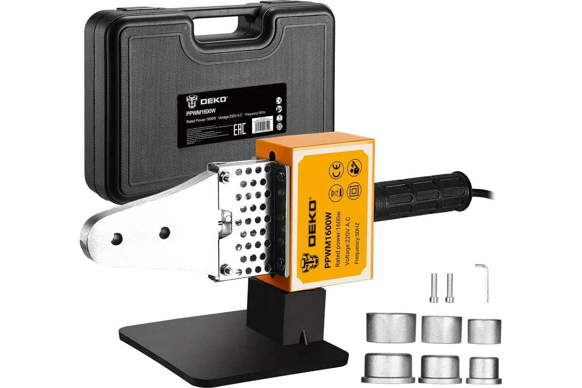 DEKO Аппарат для сварки полипропиленовых труб PPWM1600W в пласт.кейсе 063-4203