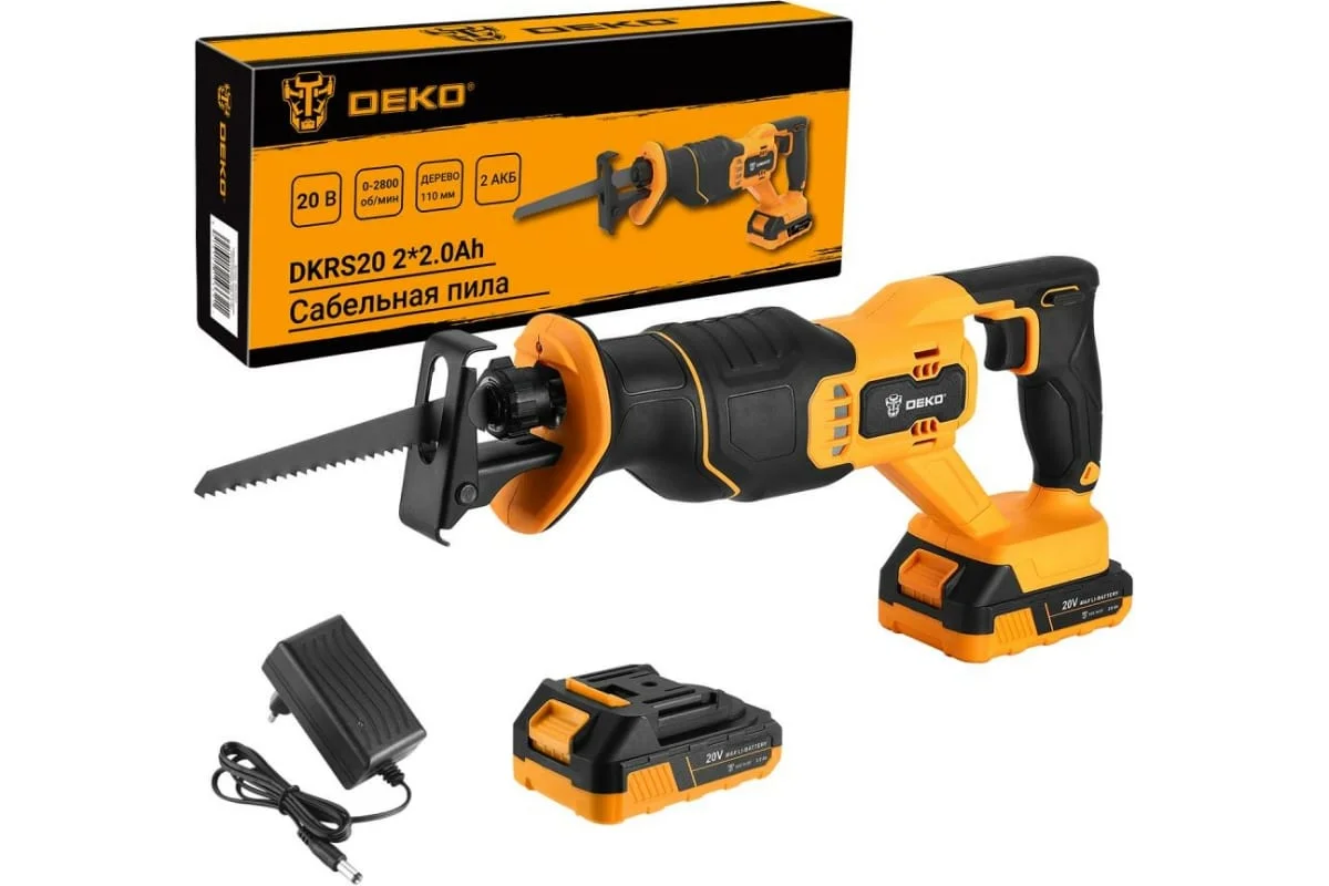 DEKO Пила сабельная аккумуляторная DKRS20, 20В, 2*2.0Ач 063-4253