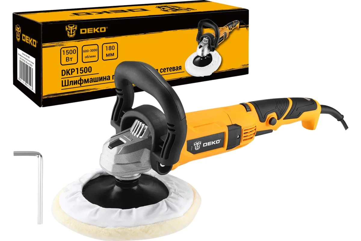 DEKO Шлифмашина полировальная сетевая DKP1500, 180 мм, 1500 Вт 063-4184