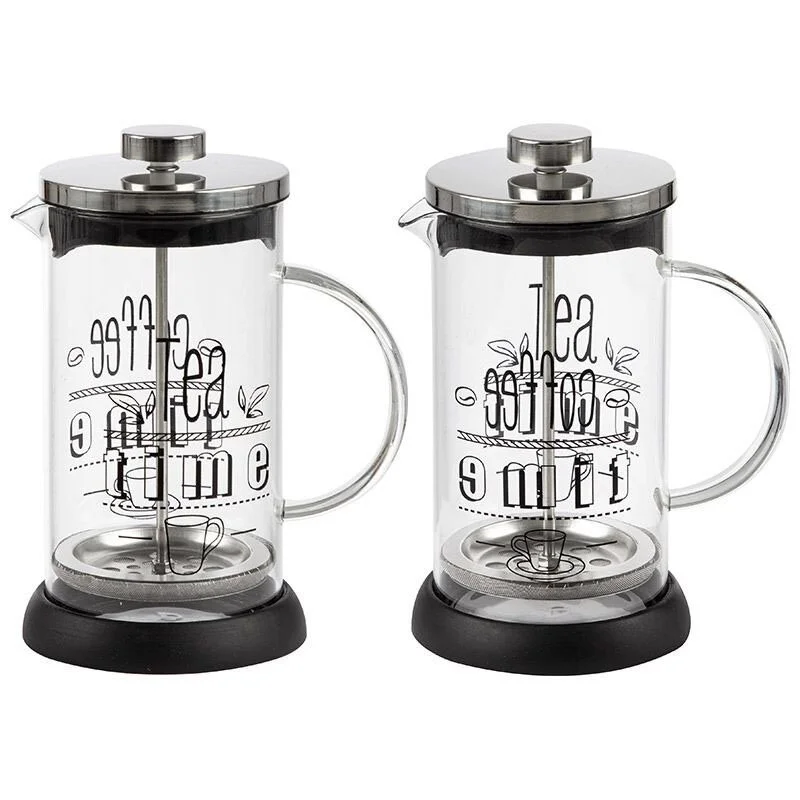 MALLONY Чайник/кофейник (кофе-пресс) MOMENTO 600 мл из боросиликатного стекла с надписью на корпусе. 007289-SK