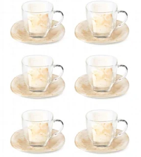 LUMINARC Чайный набор Marble Beige Марбл Беж - 12 предметов, объем чашки 220 мл. Q7488