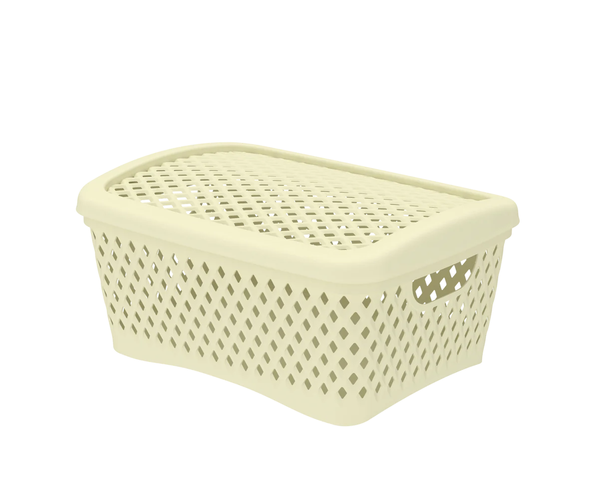Альт-платс Корзинка с крышкой Ромбики S (255×190×120мм) (ваниль) АП 441
