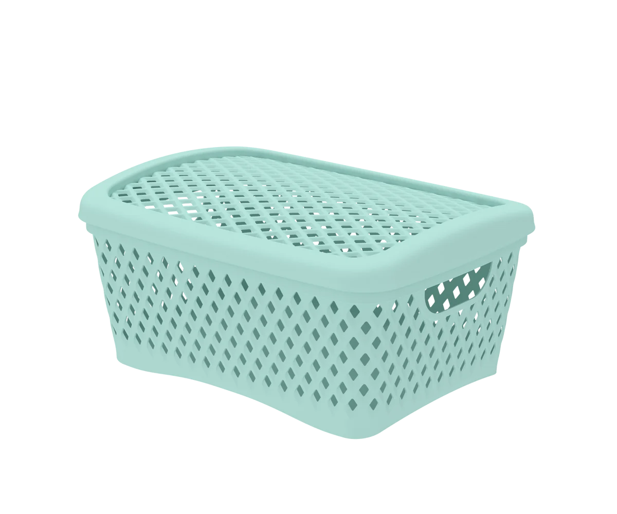 Альт-платс Корзинка с крышкой Ромбики S (255×190×120мм) (мята) АП 455